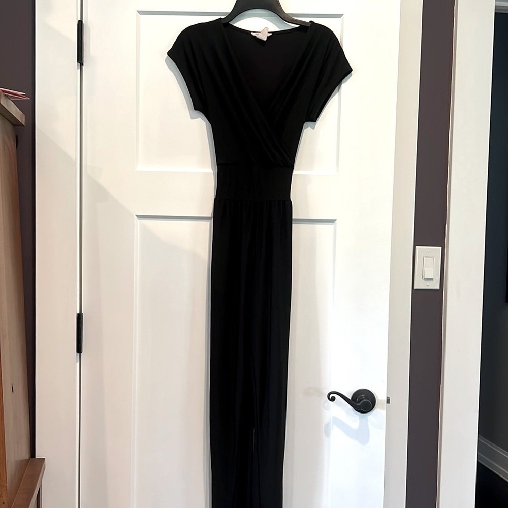 Rolla coster black jumpsuit wide waist band with tie short sleeve